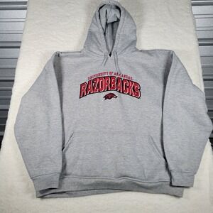 NCAA University of Arkansas Razorbacks Hoodie Mens 2XL Gray Pullover Sweatshirt